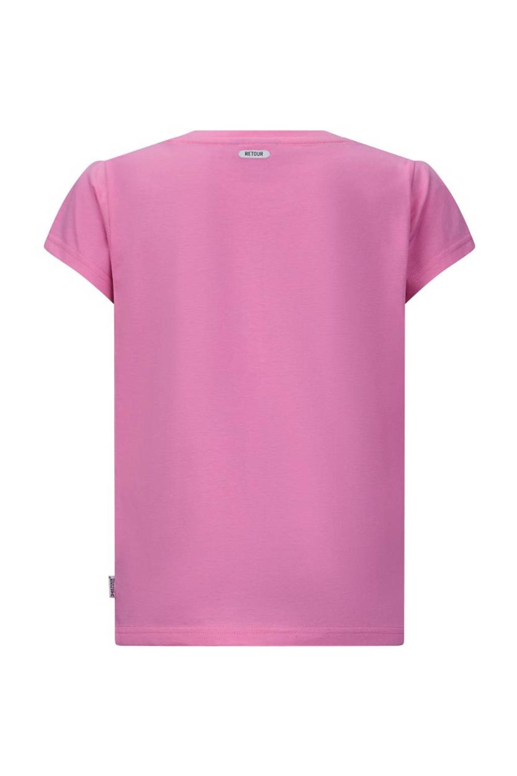 Retour Jeans T-shirt Wendy met printopdruk roze