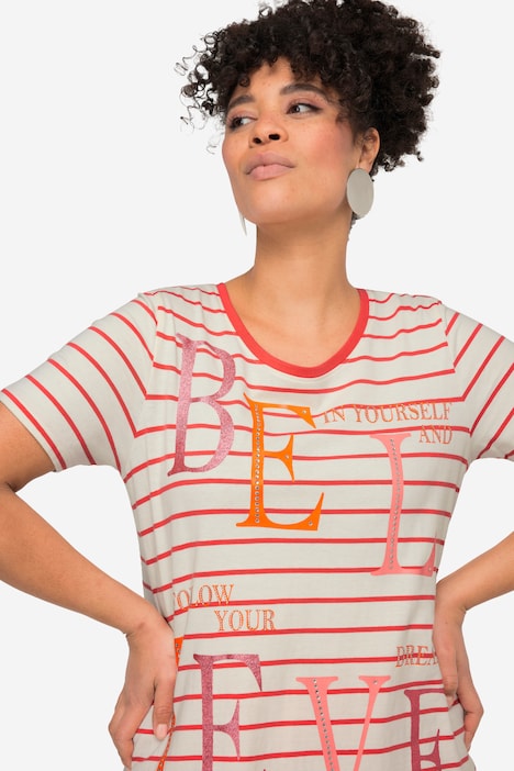 Ringelshirt, BELIEVE, Rundhals, Halbarm