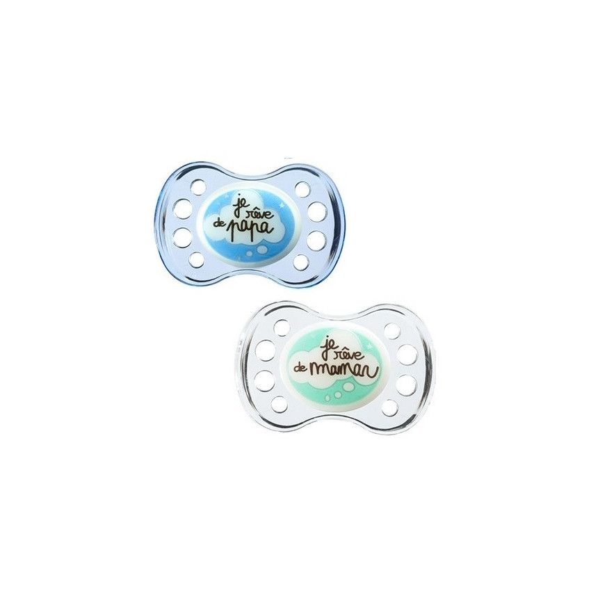 Set de 2 sucettes silicone 6+ mois - Nuit - Bleu