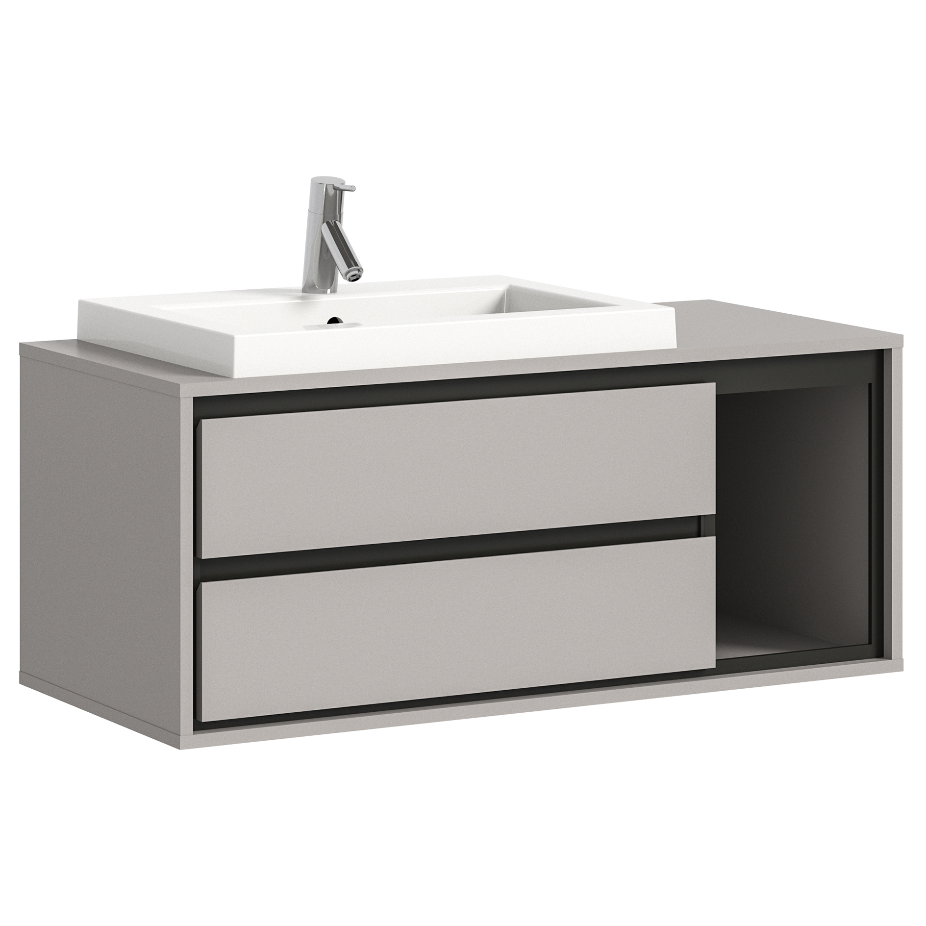 Waschbeckenunterschrank JARU - grau-schwarz - 100 cm