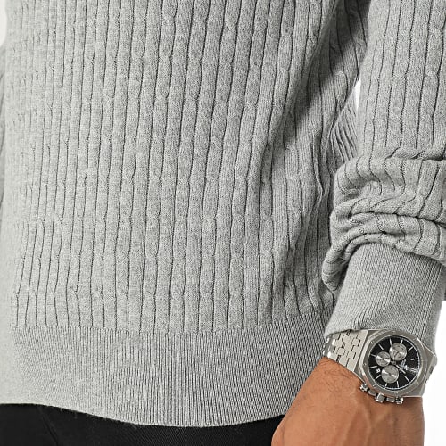 Pull Basic Cable Gris Chiné