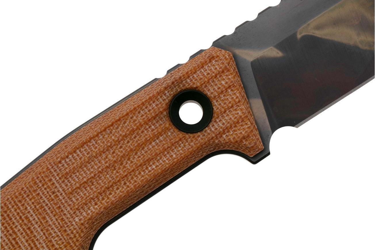 TRC Knives Urban Tactical, Elmax, Apocalyptic Finish, Natural Canvas Micarta, survivalmes