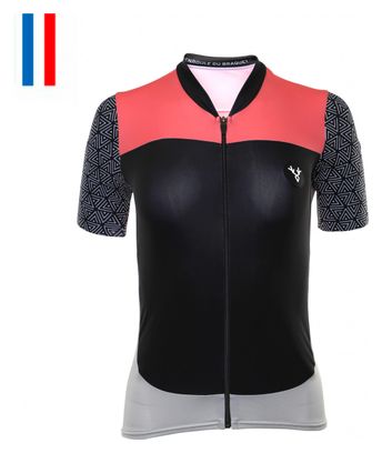 Maillot Manches Courtes Femme Lebram Aspin Noir / Rose Coupe Ajustée