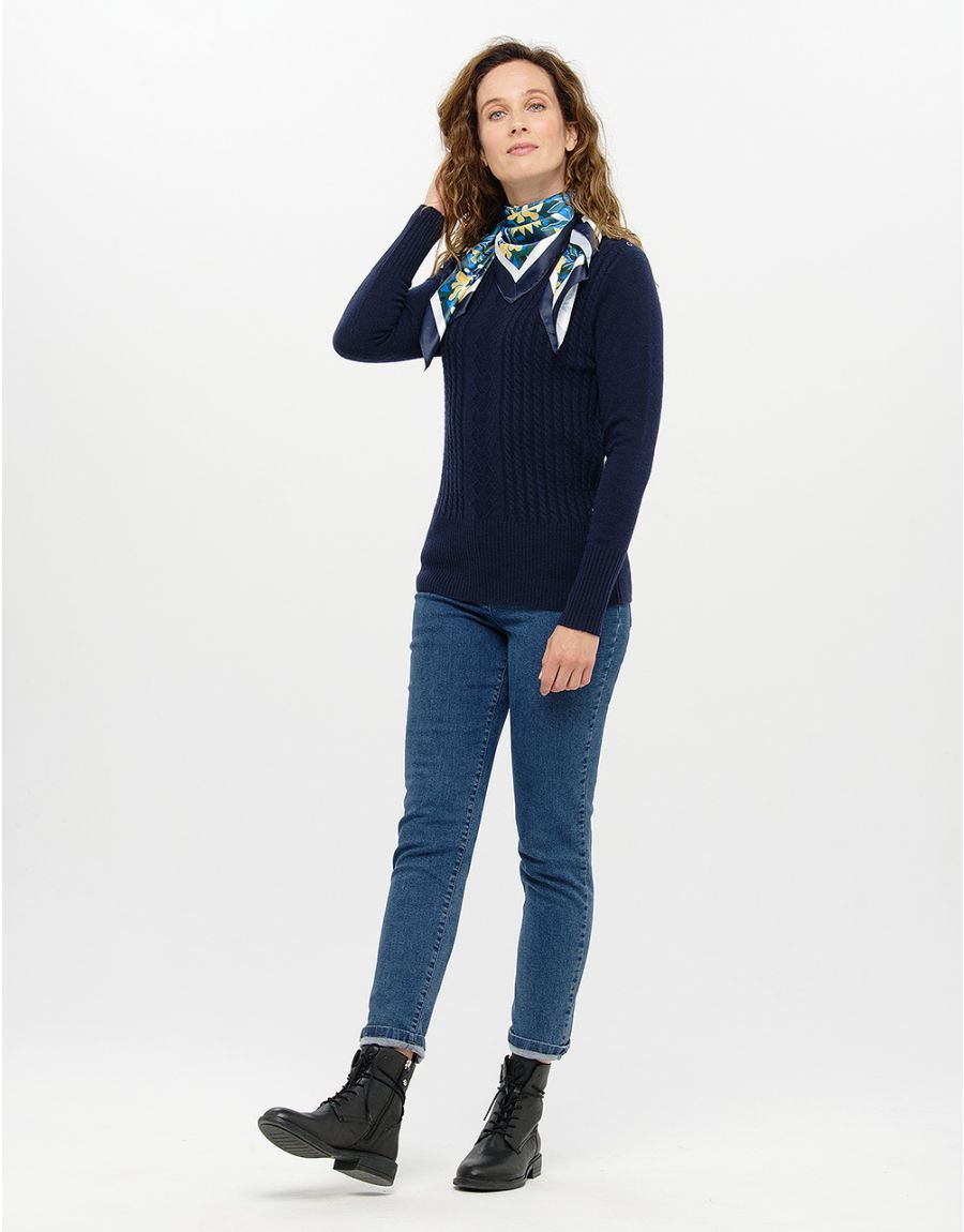 Pull col bateau marine