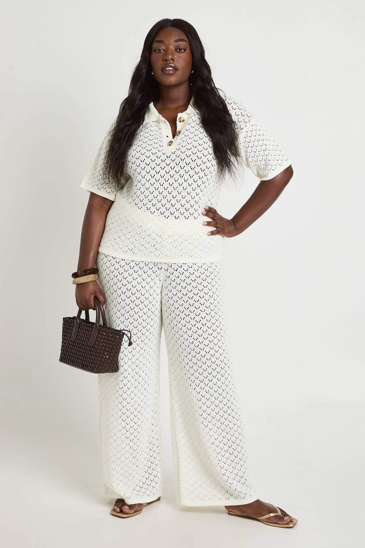 boohoo Pantalon De Plage Tricoté Grande Taille