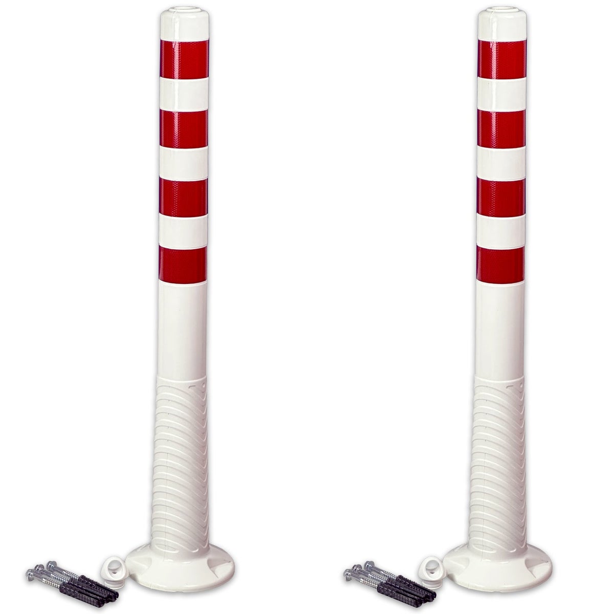 flexibele witte paaltjes met rode reflecterende folie, zelfoprichtend, inclusief bevestigingsmateriaal, 100cm