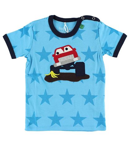 Freds WoRød T-shirt - LyseBlå m. Rød Bil