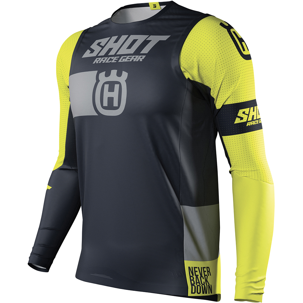 Shot - Maillot Aerolite Husqvarna 2021 édition limitée Gris Foncé / Jaune