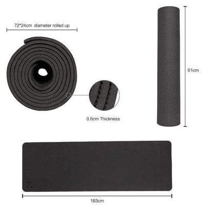 Tapis de Yoga Tapis de Sport Tapis Fitness avec Un Sangle 183 x 61 x 0 6 cm Noir