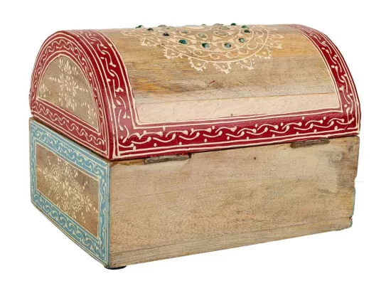 Coffret à bijoux en bois peint artisanal marron 20x15x15h