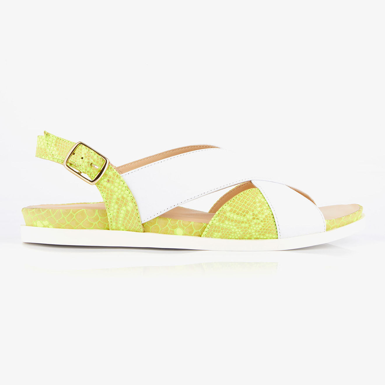 Mellow Yellow Sandales en Cuir Hooba blanches
