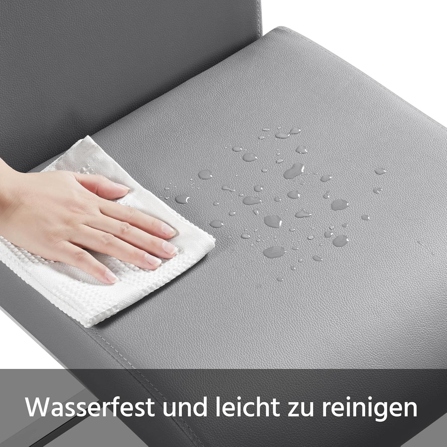Yaheetech Esszimmerstühle 2er Set Esszimmerstuhl Schwingstuhl Freischwinger, 135 kg belastbar hellgrau Kunstleder