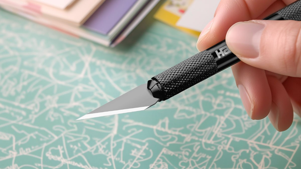 HS-101.9 Aluminium Skalpell Bastel Messer Werkzeug DIY Tool Cutter mit 9mm Klinge (41-1310.011) - Schwarz