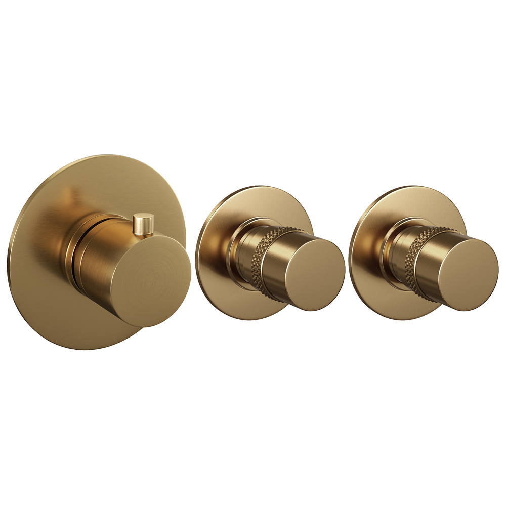 Brauer Gold Edition inbouw badkraan met uitloop en staafhanddouche geborsteld messing PVD