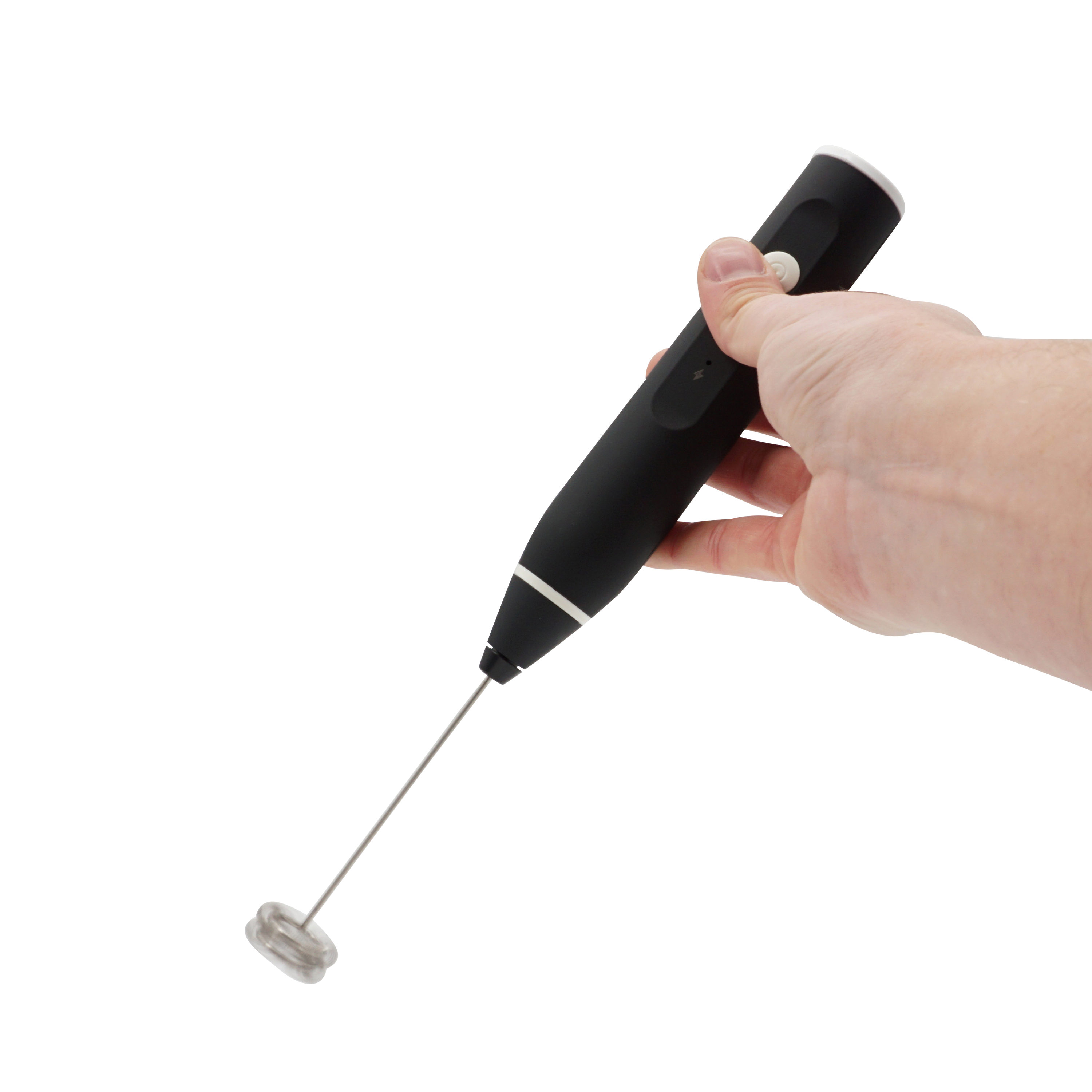 (3-tlg. Set) USB Milch Aufschäumer Aufladbar 3-Gang Handmixer für Kaffee / Milch / Eier - Schwarz