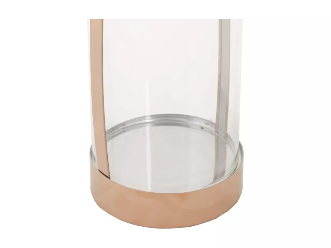 Lanterne en acier inoxydable et cristal cuivré 12,5x12,5x23h