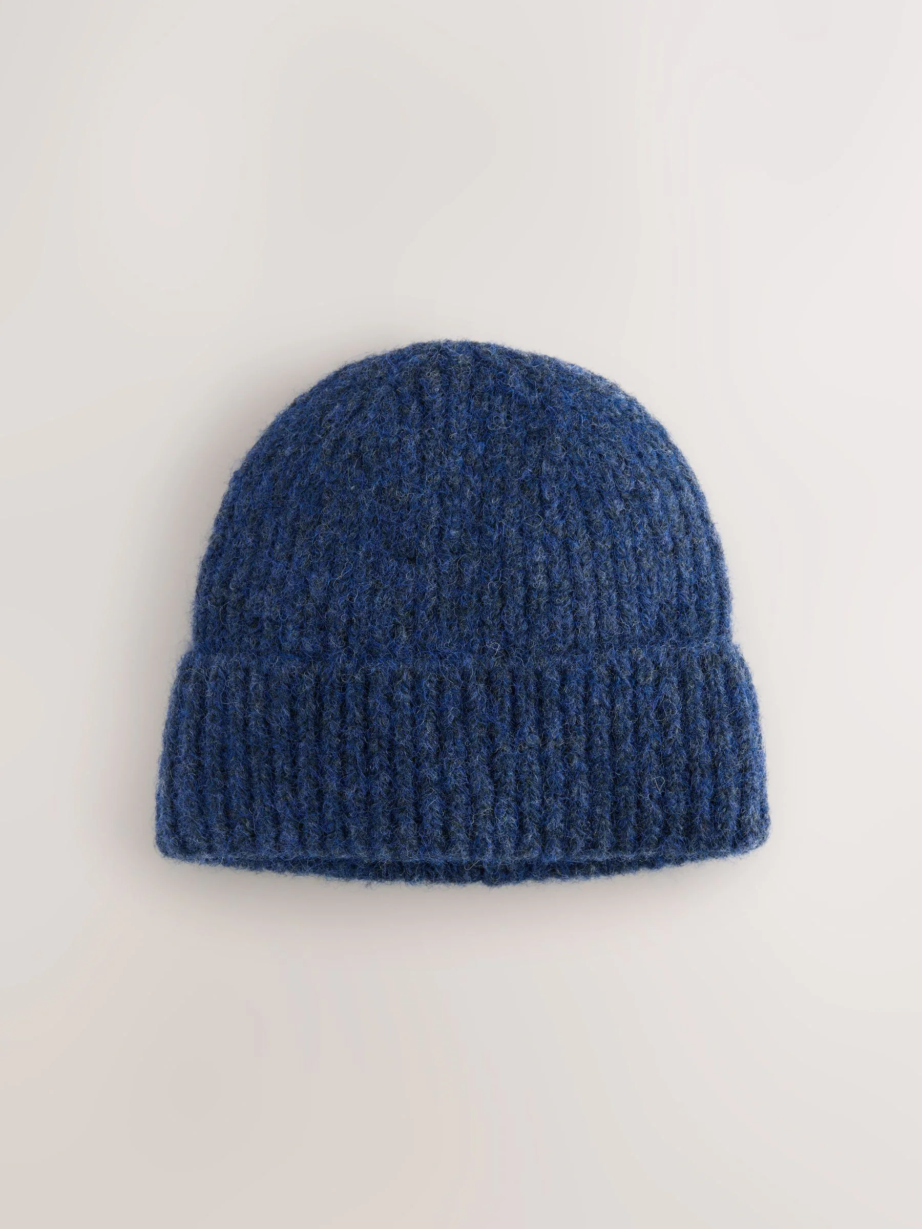 Marineblauw - Geribbelde beanie-muts met wol