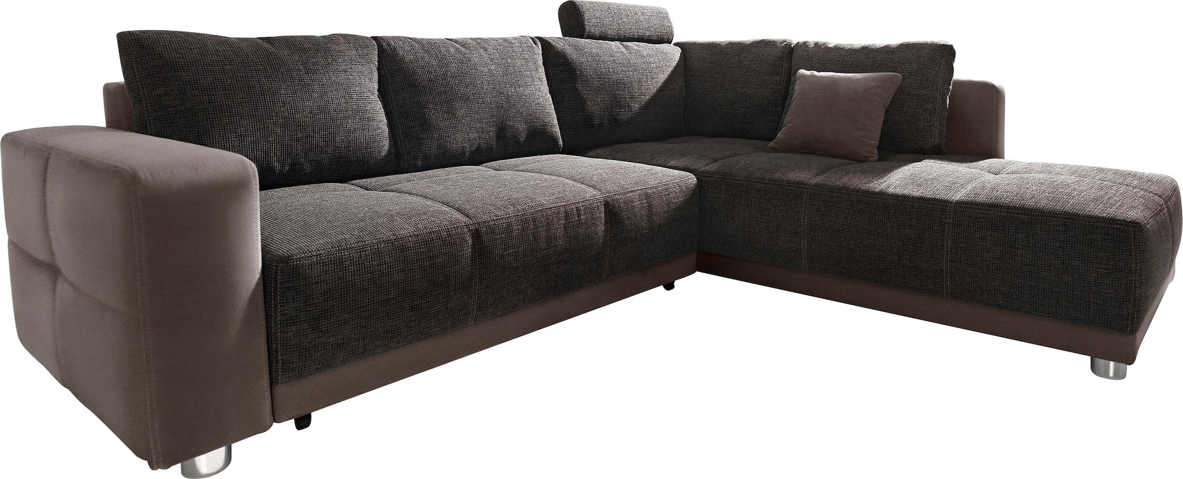 Jockenhöfer Gruppe Ecksofa »Orlando L-Form« mit Bettfunktion, Bettkasten und Federkern, mit 1 oder 3 Kopfstützen