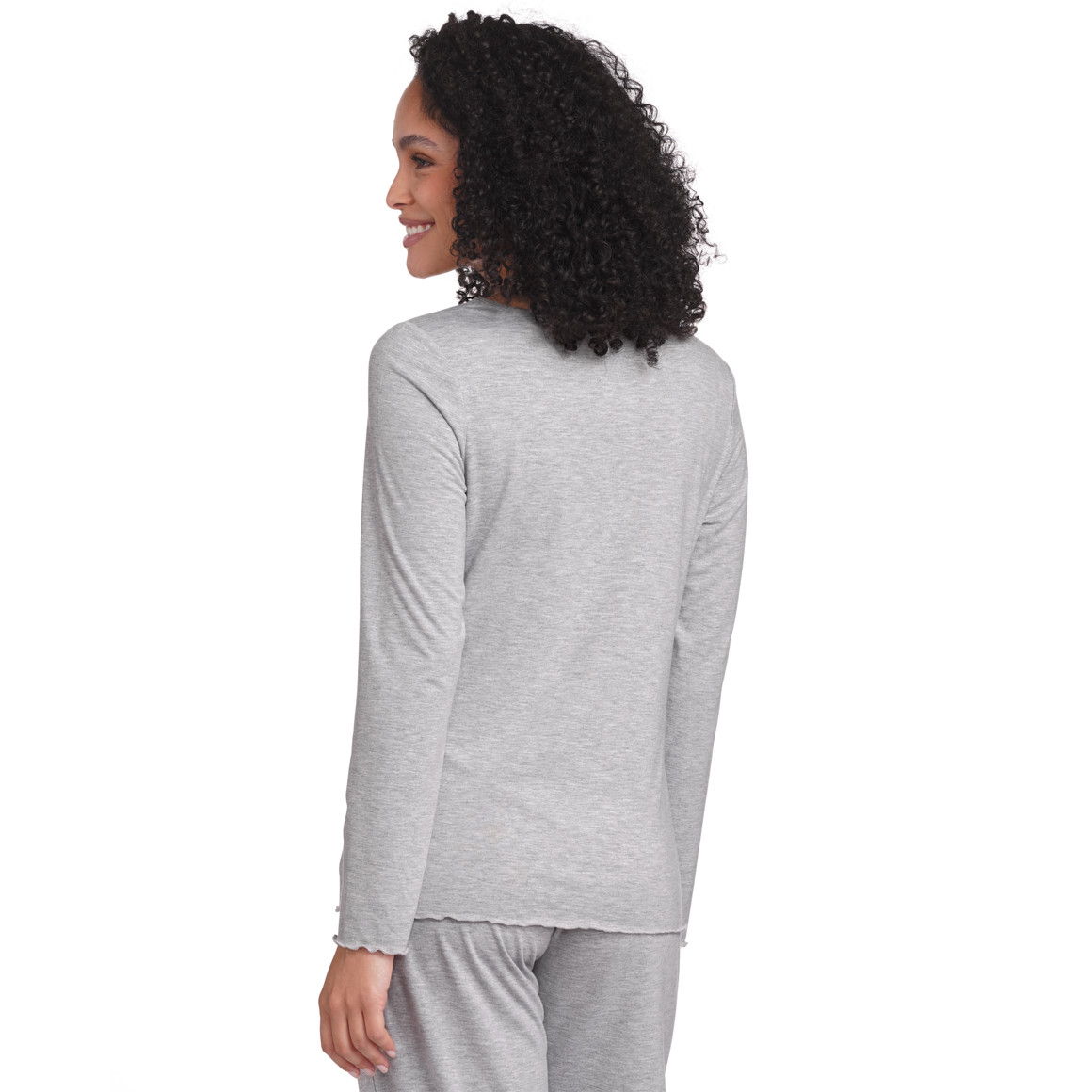 Gina Benotti Damen Loungewear-Langarmshirt in Unifarben hellgrau
