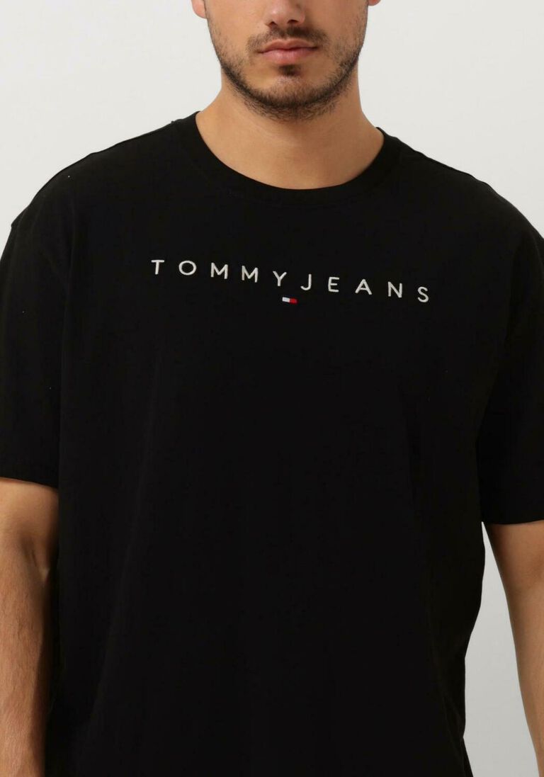 TOMMY JEANS zwarte tommy jeans t-shirt tjm reg linear logo tee ext