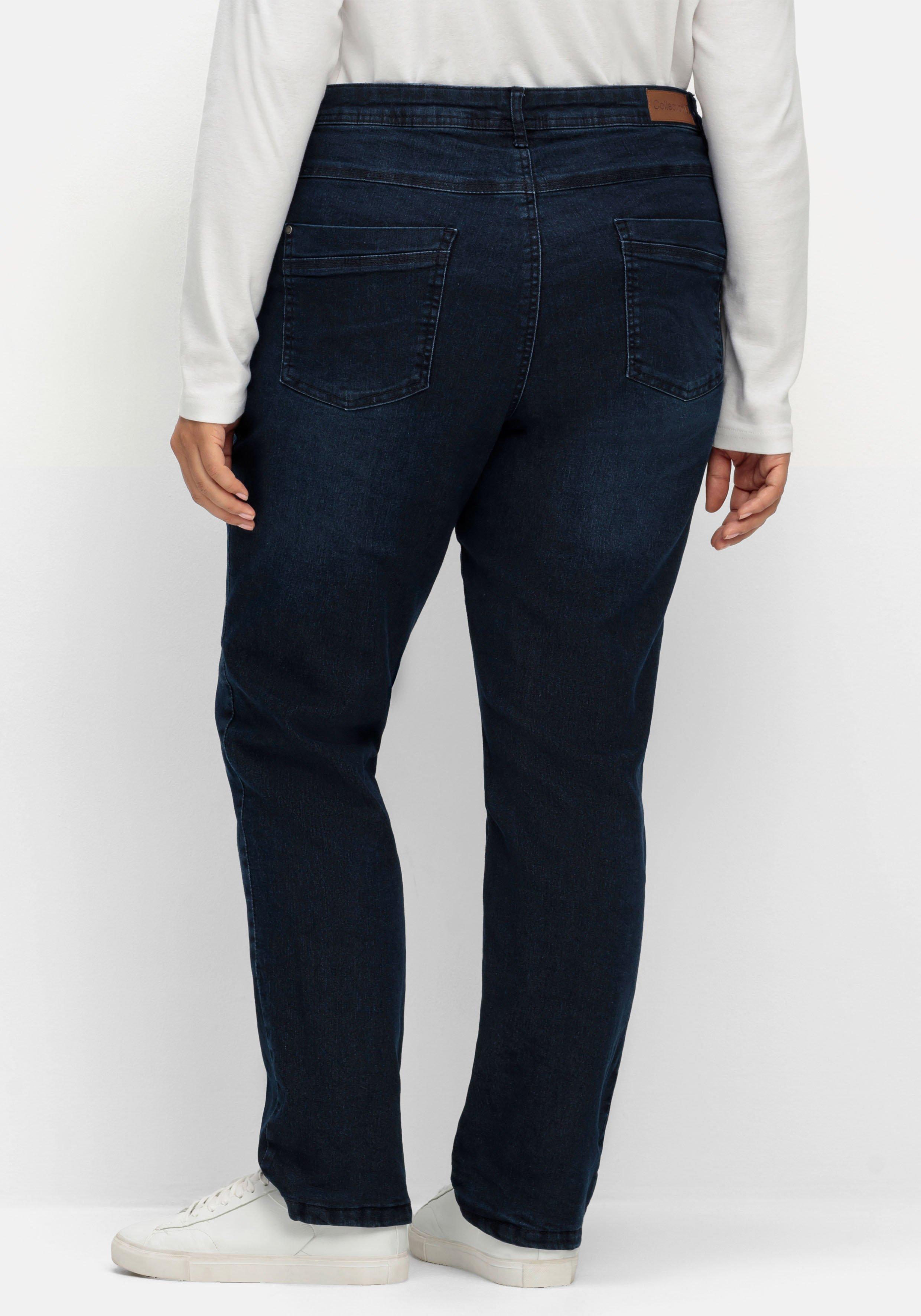 Gerade Jeans mit kariertem Thermo-Innenfutter