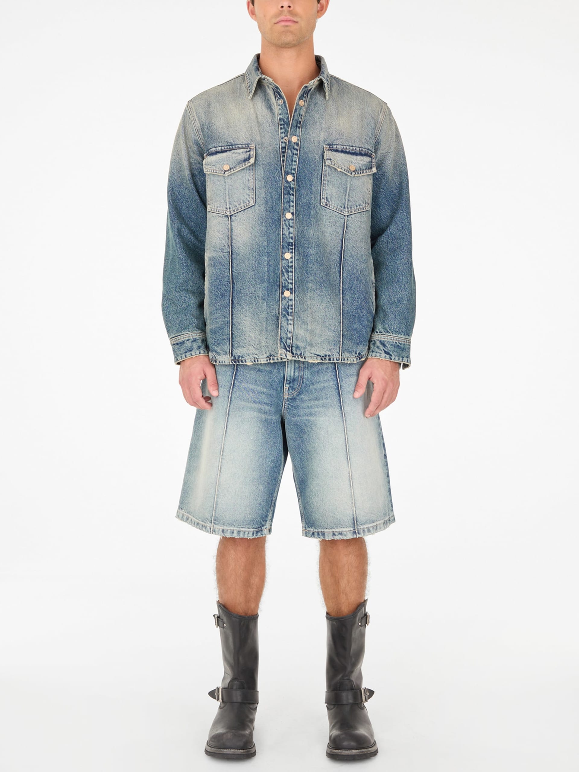sobrecamisa acolchoada de brim
