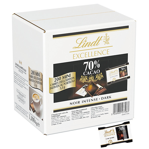 Chocolats noirs Excellence Lindt, paquet de 200 mini