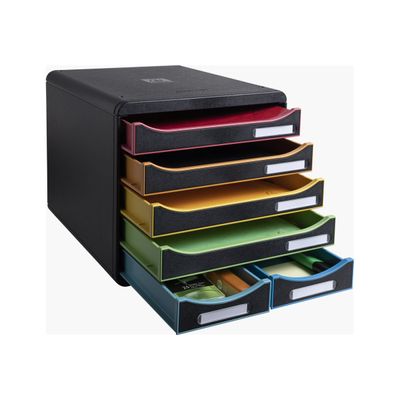 Exacompta Office Big Box - Module de classement 6 tiroirs - noir arlequin