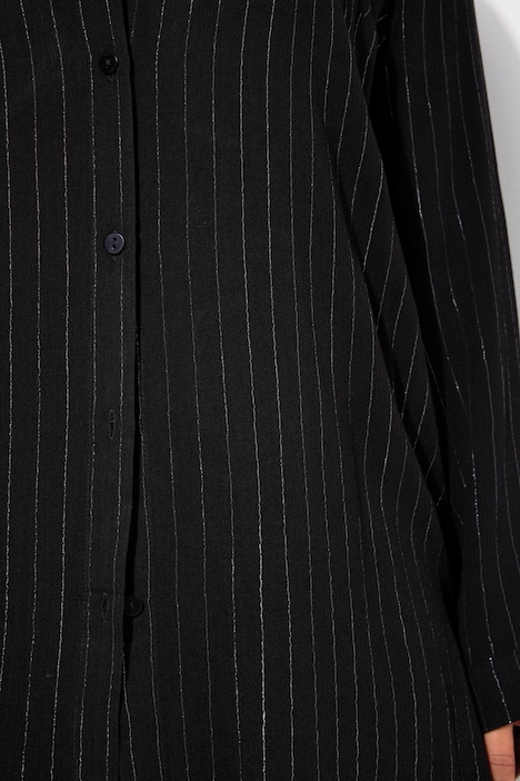 Hemdbluse, Boxy Shape, Glitzerstreifen