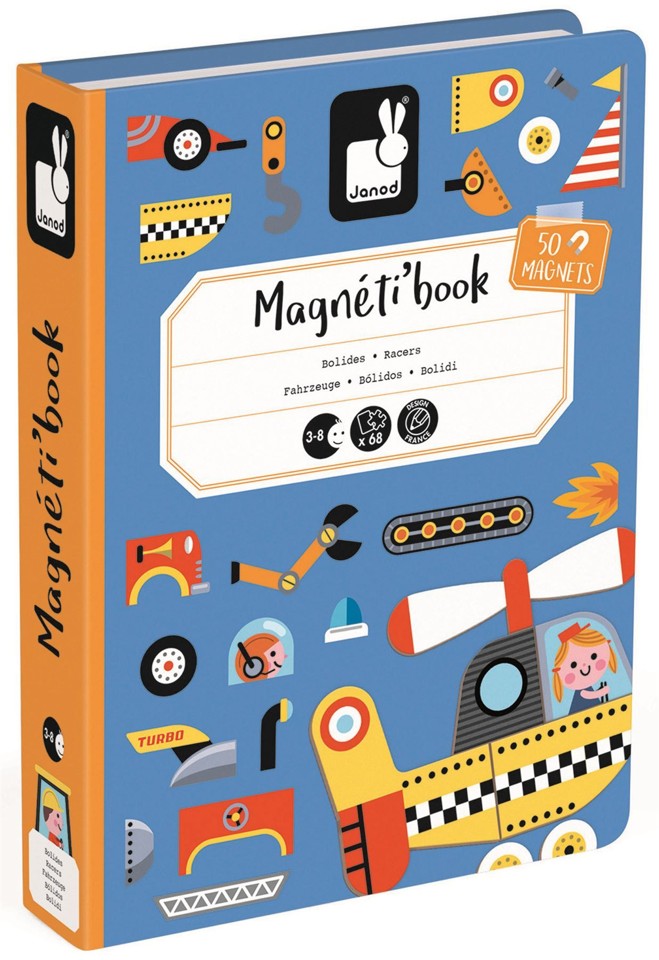 Janod - Magneti'Book - Køretøjer - 50 magneter