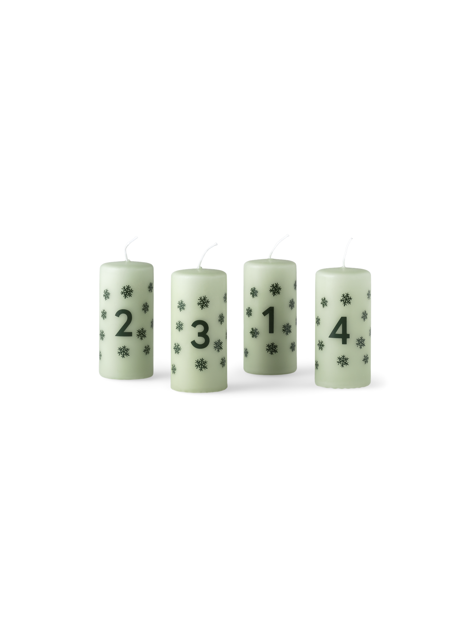 Adventslys 10 cm 4-pak | Paraffinvoks/bomuld. Ø4,8 x 10 cm. 4 stk.  /- 18 timer.  | Dusty Green