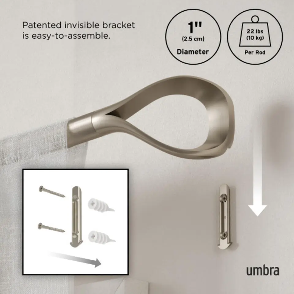 Umbra Loop 2,5 cm Gordijnroede, 93-304 cm
