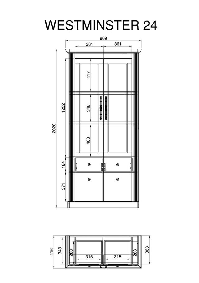 Home affaire Wohnwand »Westminster TOPSELLER!« Set, Vitrine, Lowboard, Wandregal, 3 Stk. tlg.