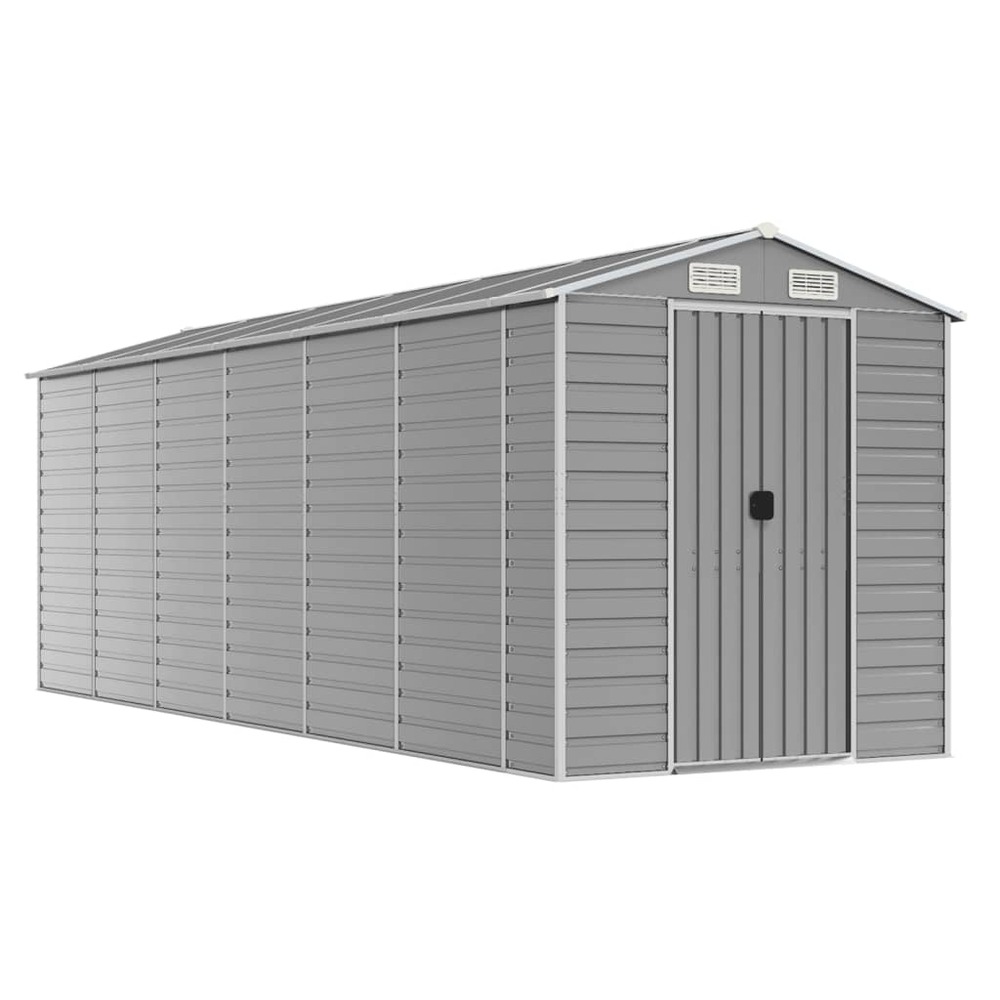 Abri de jardin gris clair 191x555x198 cm acier galvanisé
