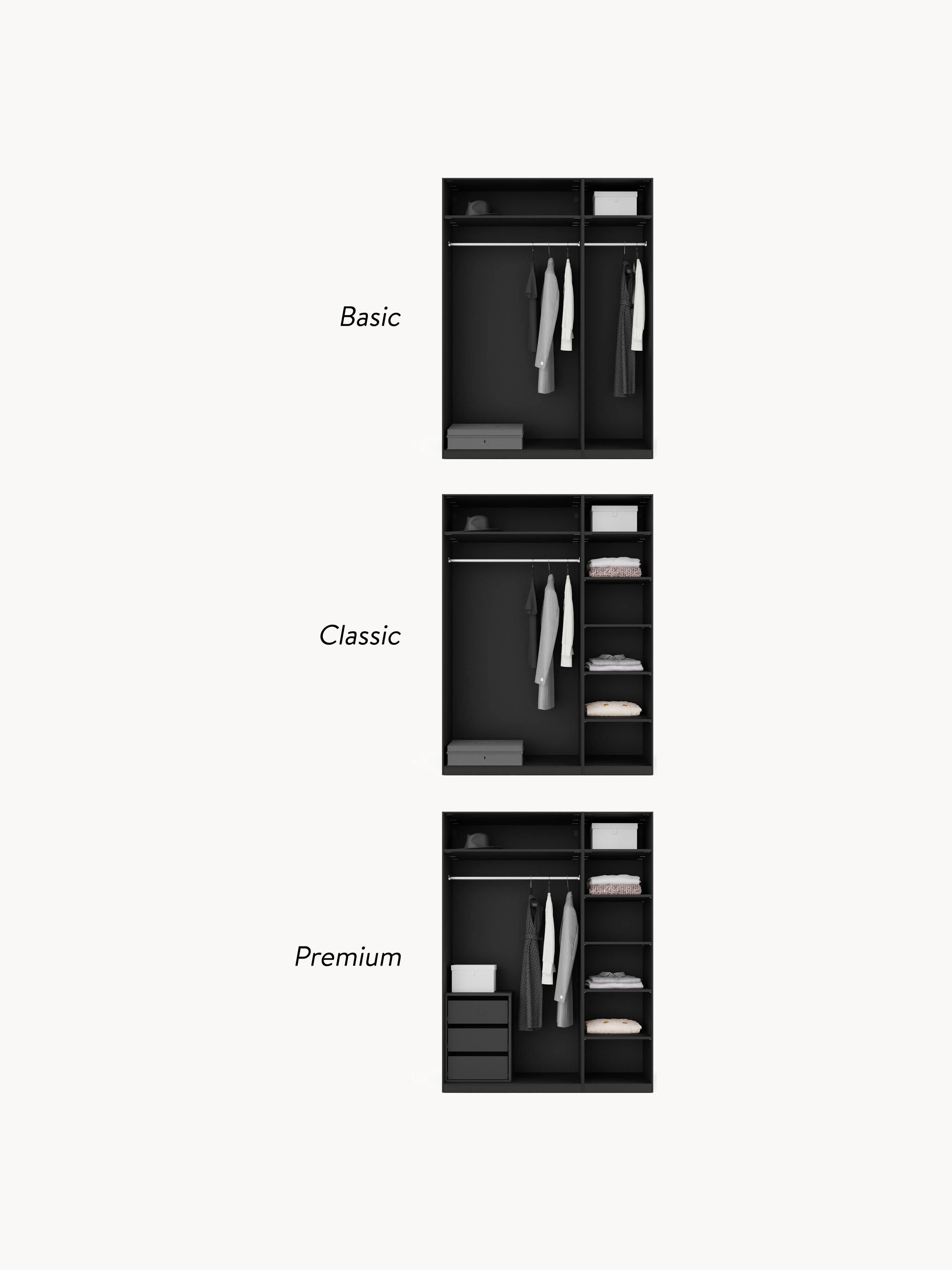 Modulaire draaideurkast Leon, 150 cm breed, diverse varianten