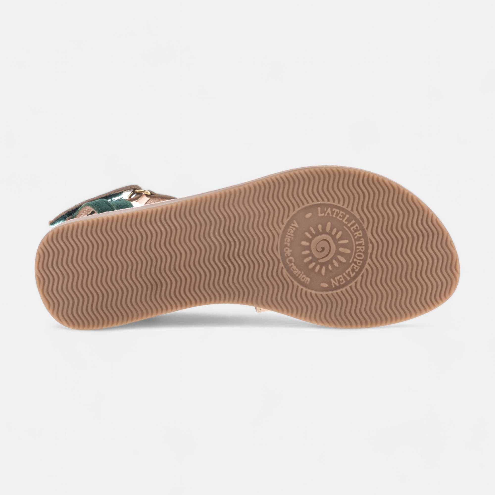 Nu-pieds Fille en cuir vert