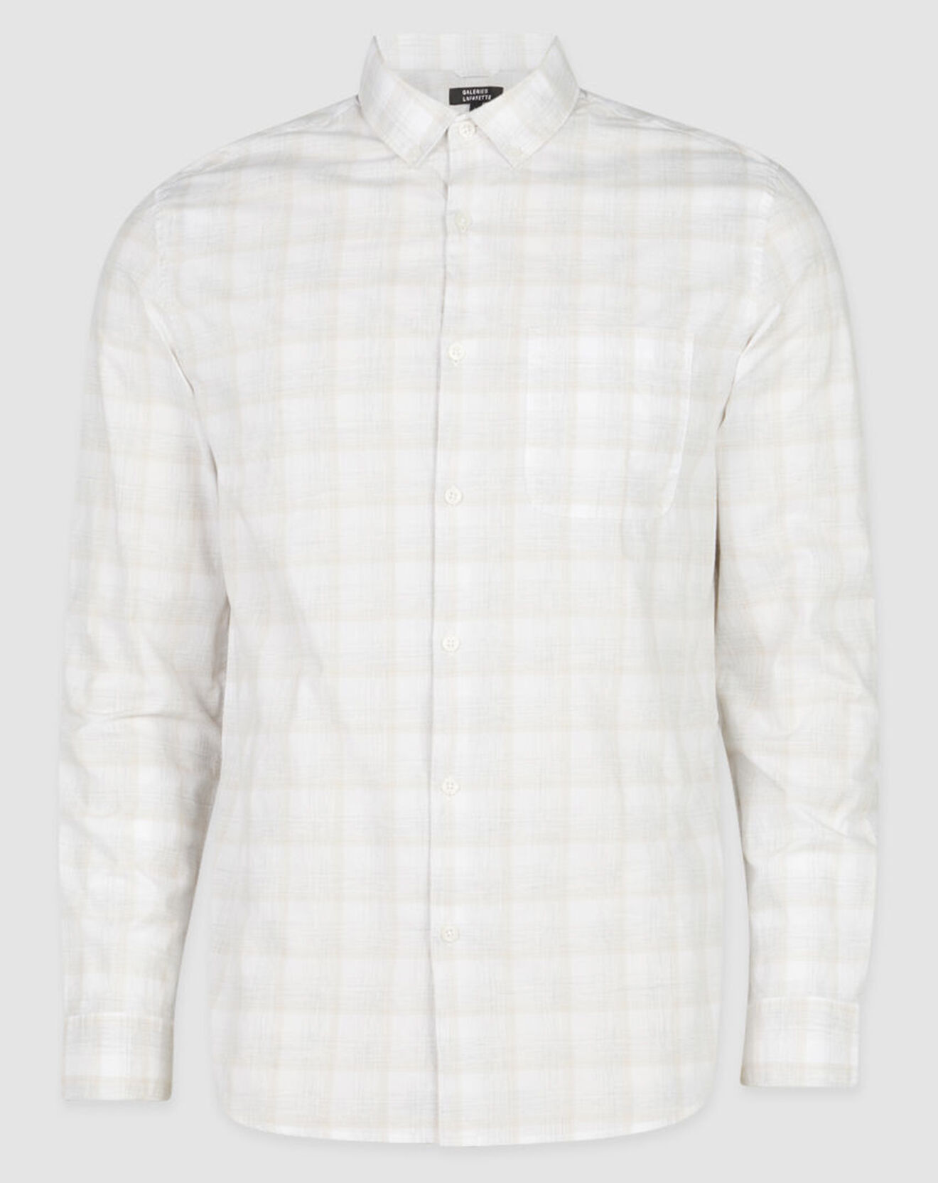 Galeries Lafayette Chemise droite à carreaux blanc/beige clair