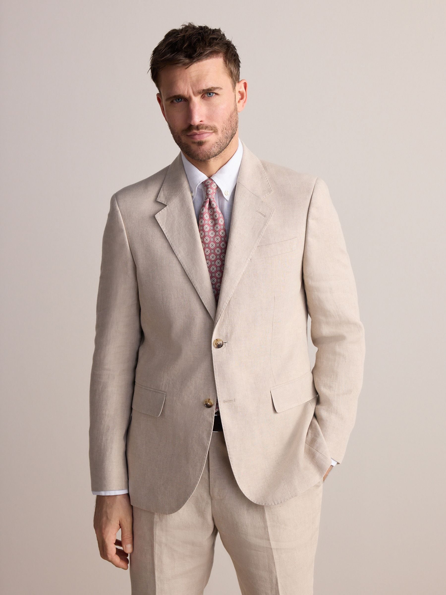 Pastelgeel - Slimfit Leomaster Italiaans 100% linnen colbert
