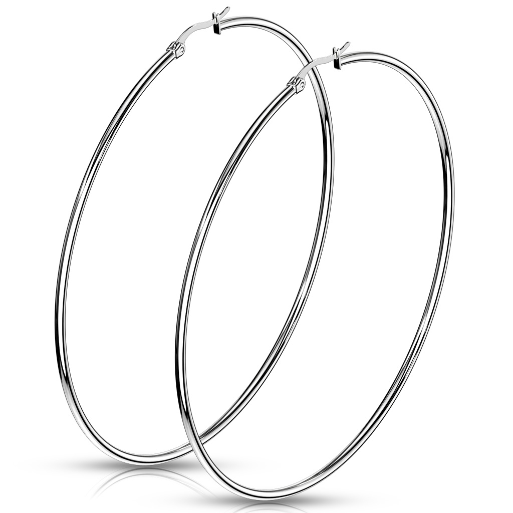 (1 Paar) Ø75mm 316L Edelstahl Ohrringe Kreolen - Silber