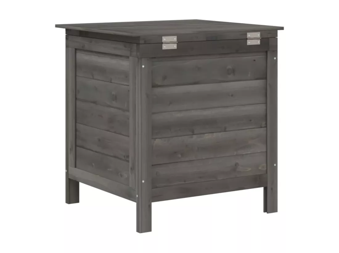 Boîte de rangement de jardin anthracite bois massif de sapin