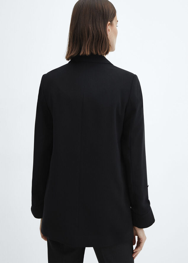 MANGO Turn-down sleeve blazer Black