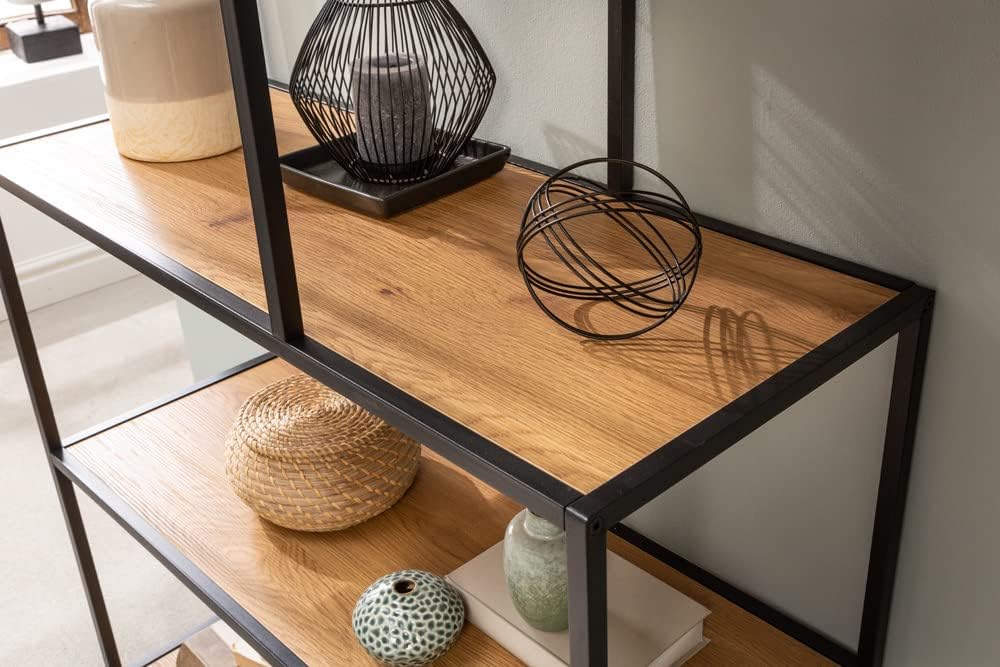 Riess Ambiente Industrial Bücherregal Slim LINE 185cm Wildeiche schwarz sechs Regalböden Standregal Wohnzimmerregal Regal
