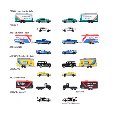 Majorette Race Trailer, 1 Set, 4-fach sortiert