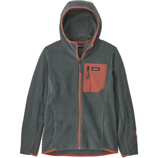 Veste polaire randonnée PATAGONIA K'S R1 AIR FULL-ZIP HOODY NOUVEAU GREEN