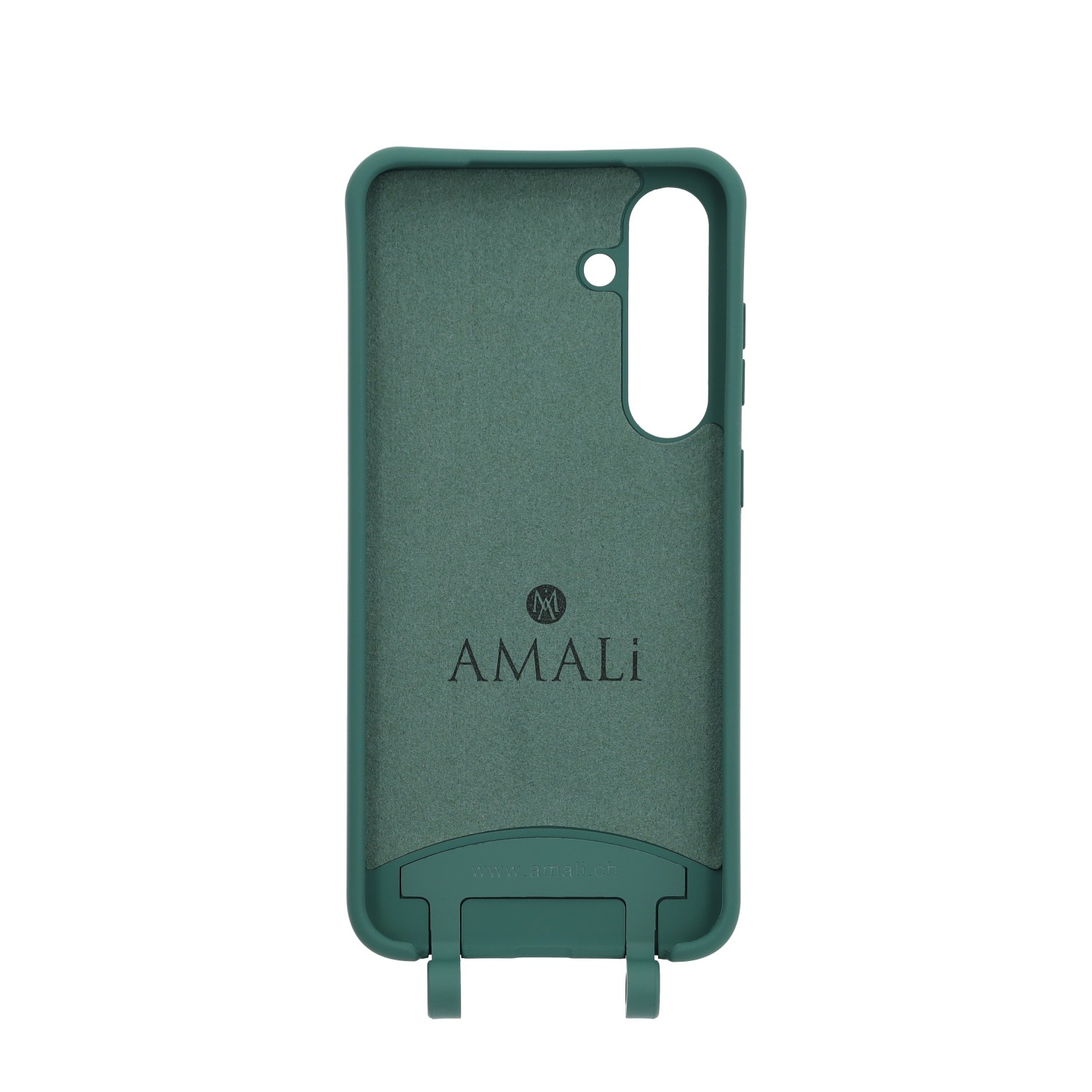 Samsung Galaxy S25  Plus Handy Hülle Elegantes Case mit abnehmbarem Necklace Adapter - Darkgreen / Silver
