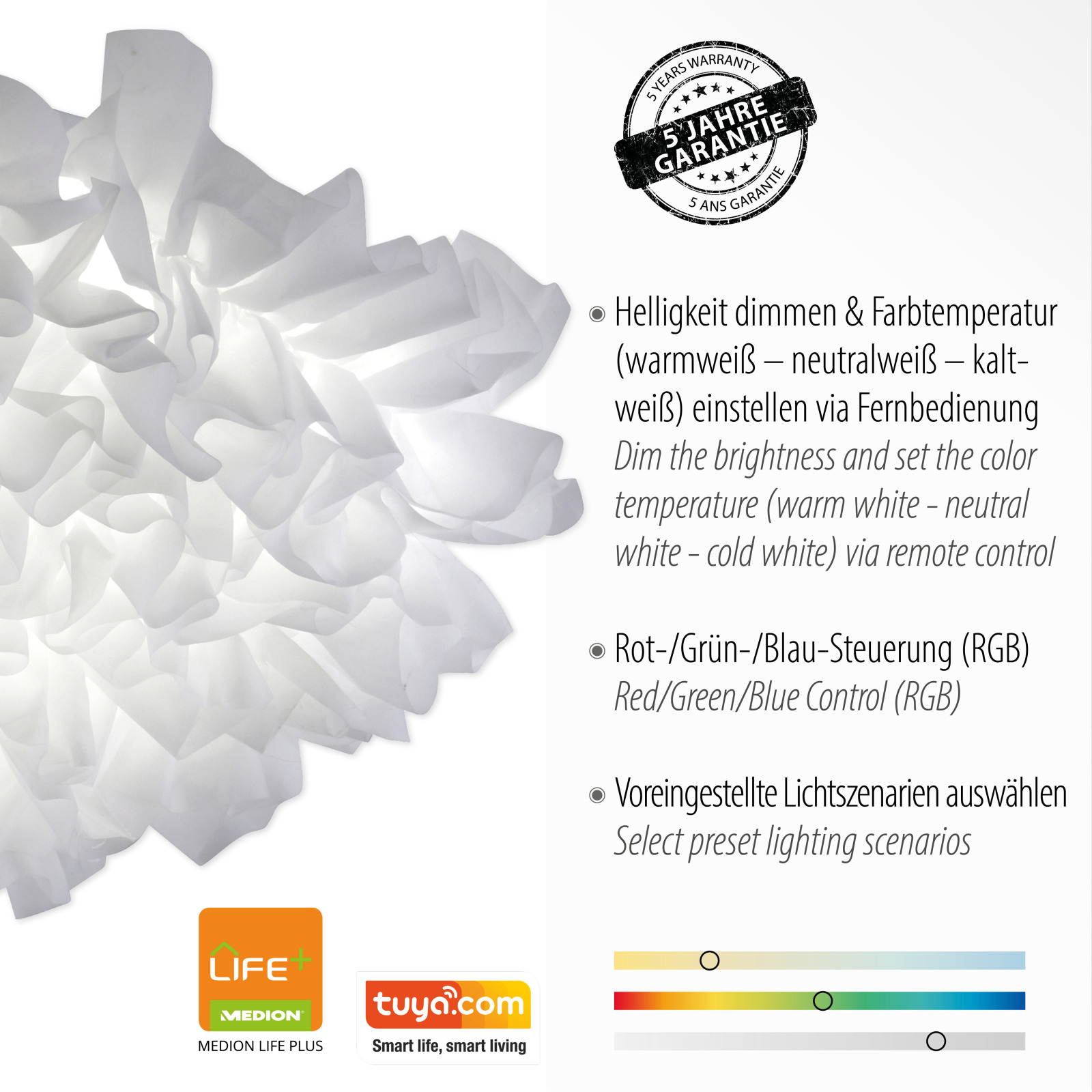 LED-Deckenleuchte - weiß - SmartHome - 50 cm breit