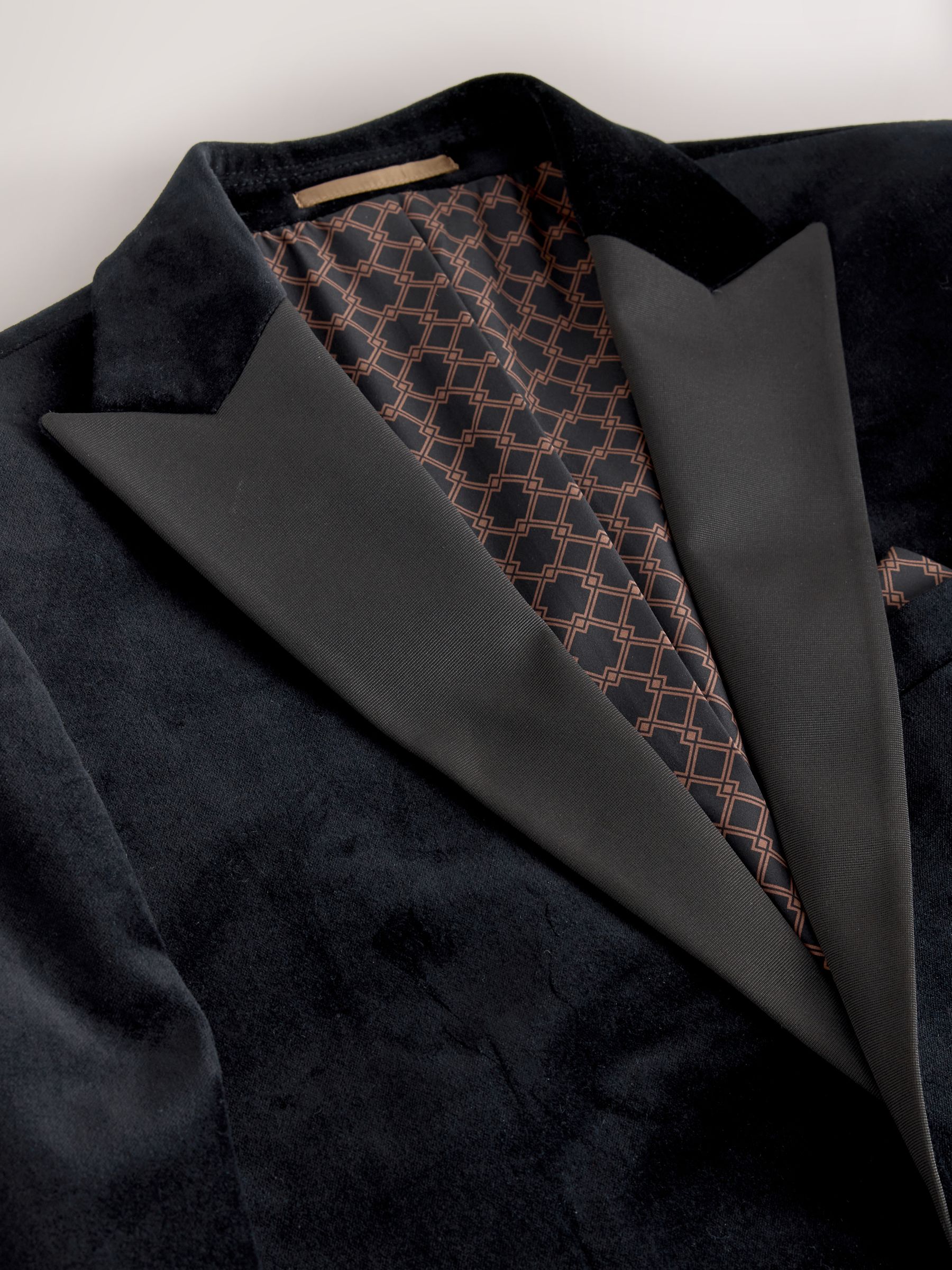 Zwart - Slim fit Motionflex fluwelen blazer met stretchy en hoog katoengehalte