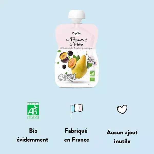 Popote les Fruits Ameixas e Peras 4-6 meses Orgânico 120g