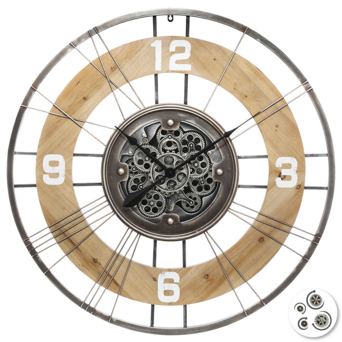 PENDULE MECANIQUE BOIS METAL LANA D.90CM