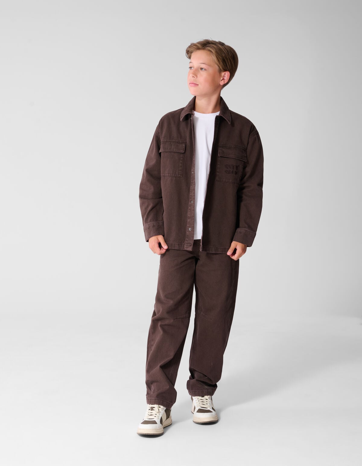 Oversized Denim Overshirt Donkerbruin